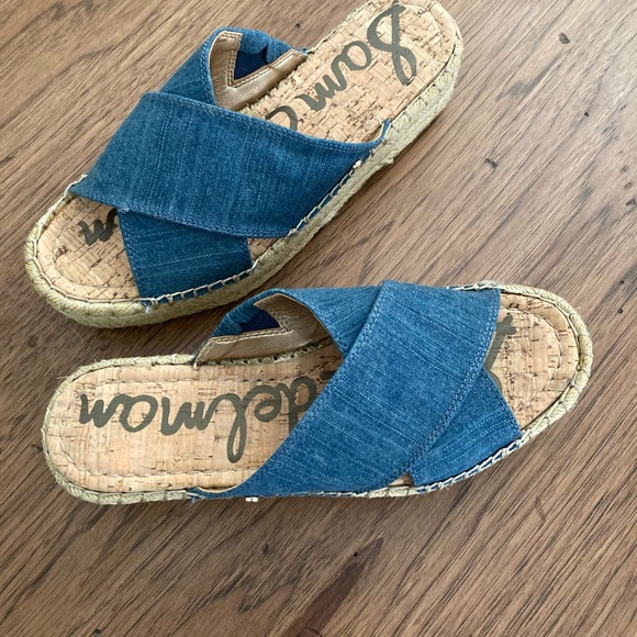Sam Edelman, denim espadrilles slides.Rare style 6.5 Brand NIB - Picture 4 of 10